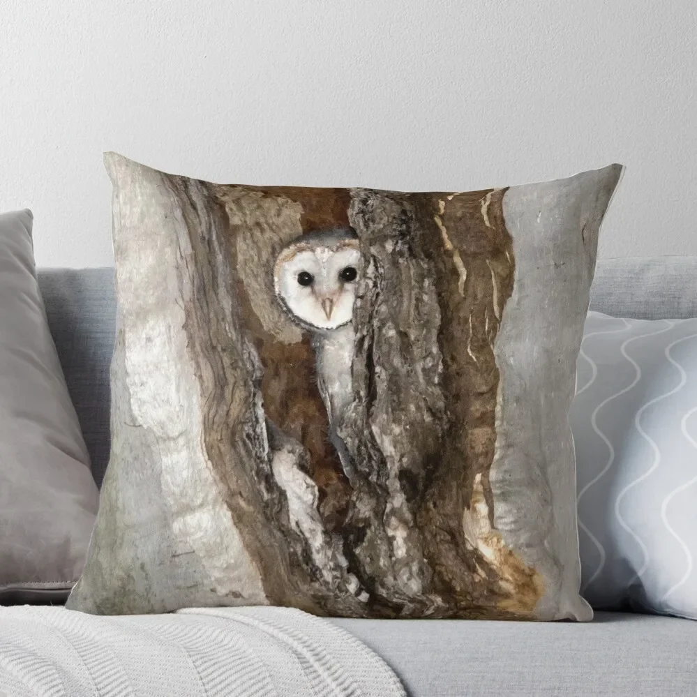 

Barn Owl Peekaboo Throw Pillow Cushions Cover autumn pillowcase