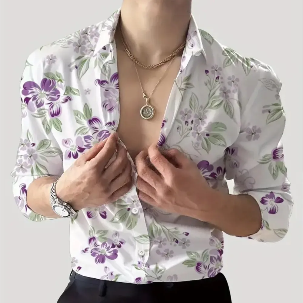 

Fresh Floral Pattern 3D Printed Men's Long Sleeve Shirt Spring Autumn Women's Fashion Fall Casual Harajuku Style Oversized Shirt