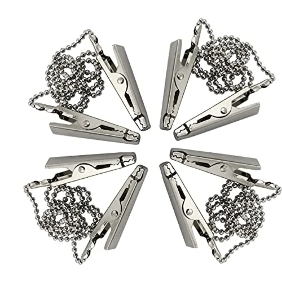

4pcs Dental Bib Clips Metal pkin Clip Chain Keep Your pkin Securely Placed While Dining Silver