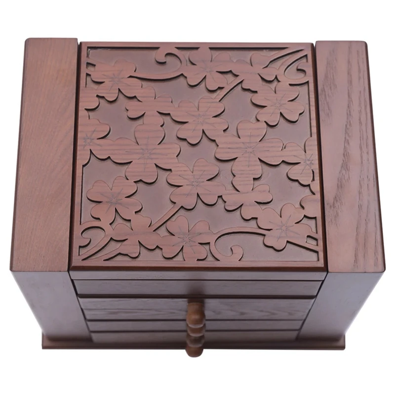 خزانة 5-Layer الرجعية درج على غرار خزانة مجوهرات سطح المكتب مرآة لوضع مساحيق التجميل تخزين المجوهرات متعدد الطبقات مجوهرات Sto