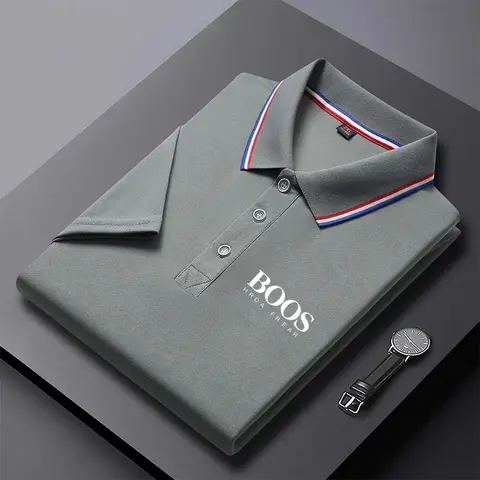 Nouveaux hommes décontracté mode confortable Polo couleur unie à manches courtes Polo décontracté mode col haut