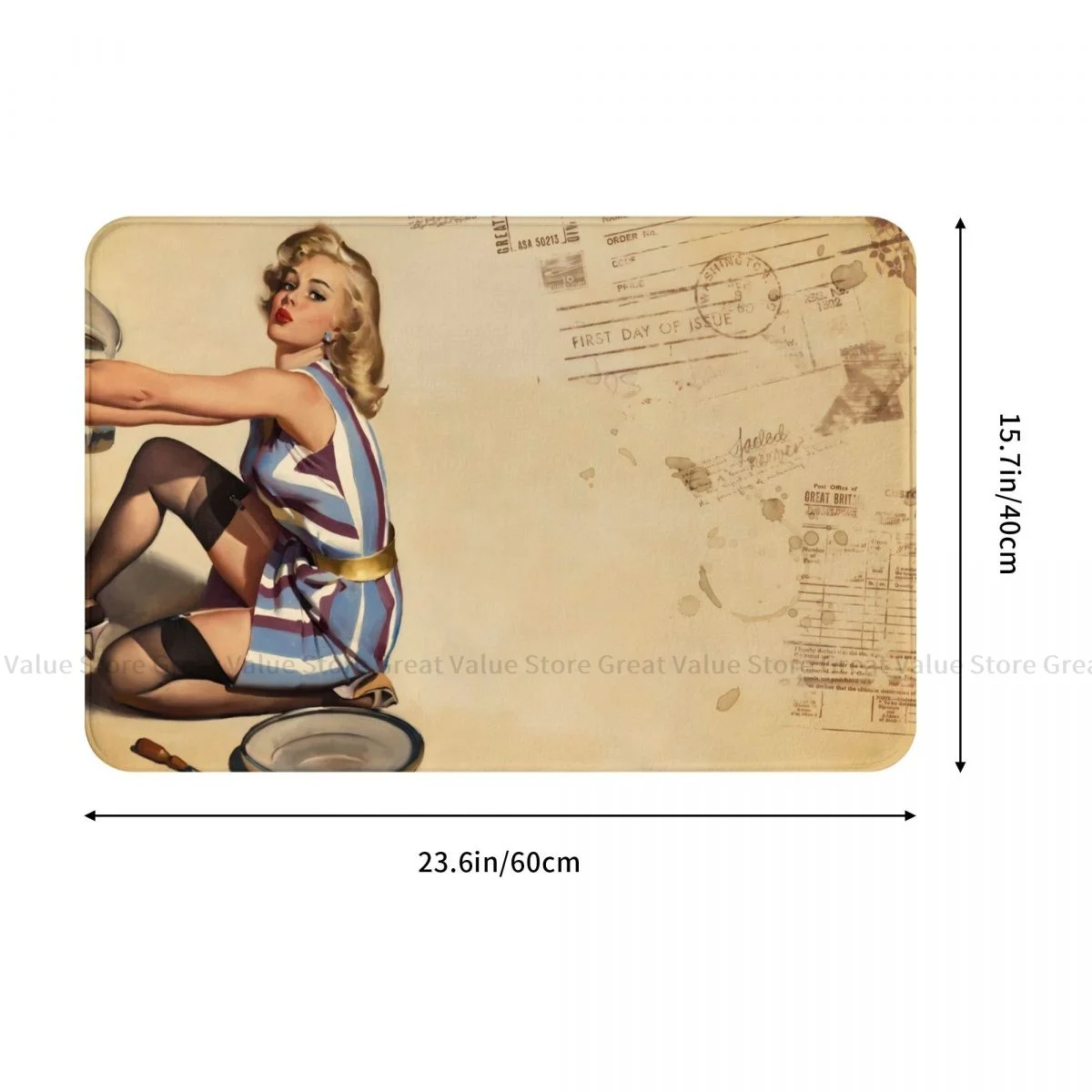 Pin Up Girl Bathroom Mat Eating Cash Doormat Living Room Carpet Entrance Door Rug Home Decor