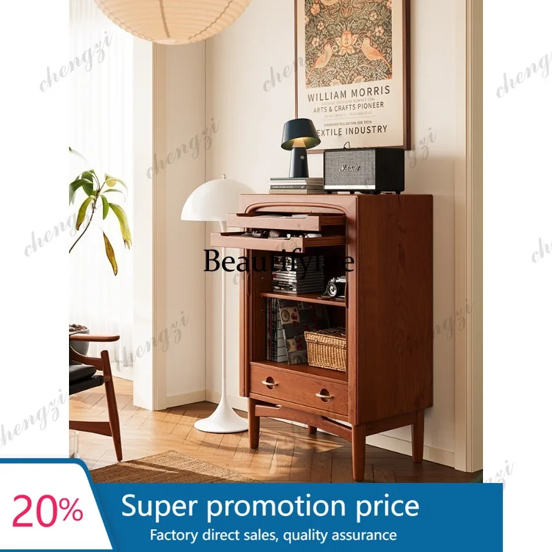 PPP Designer furniture All solid wood chest of drawers Curtain door Antique style locker Entrance cabinet