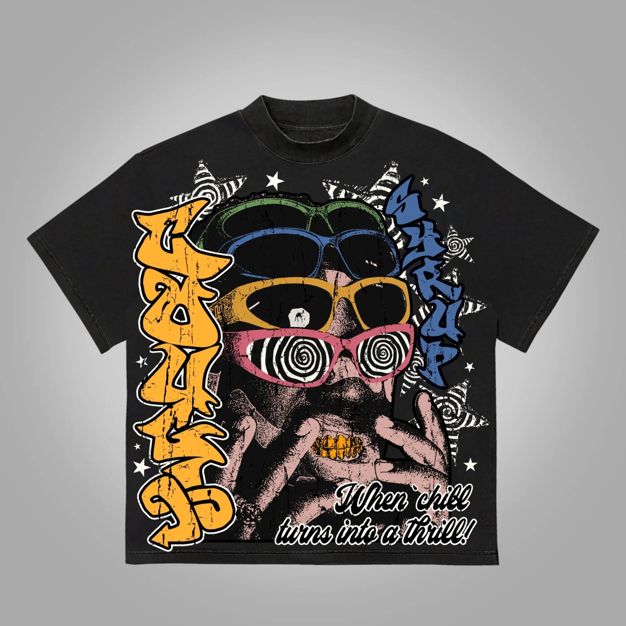 Cough Syrup Psychedelic Reality Vintage Graphics Cotton T-Shirt Men Y2K Summer Harajuku Oversize Tshirt Streetwear Women Tops
