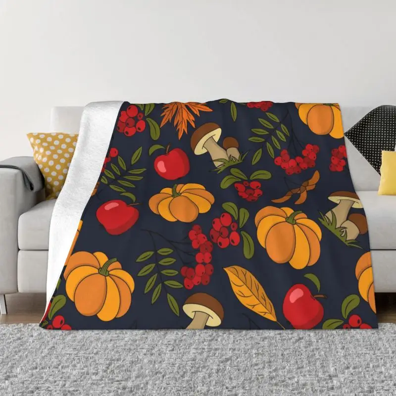 

Autumn Pattern Thanksgiving Pumpkin Blanket Soft Fleece Spring Warm Flannel Throw Blankets for Sofa Car Bedroom Bedspread