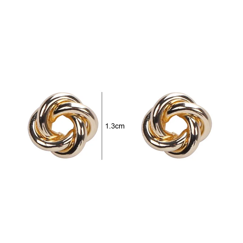 Stud Earrings for Women Rock Smooth Small Metal Knot Twist Flower Earrings Punk Party Jewelry Valentine's Day Gift Bijoux