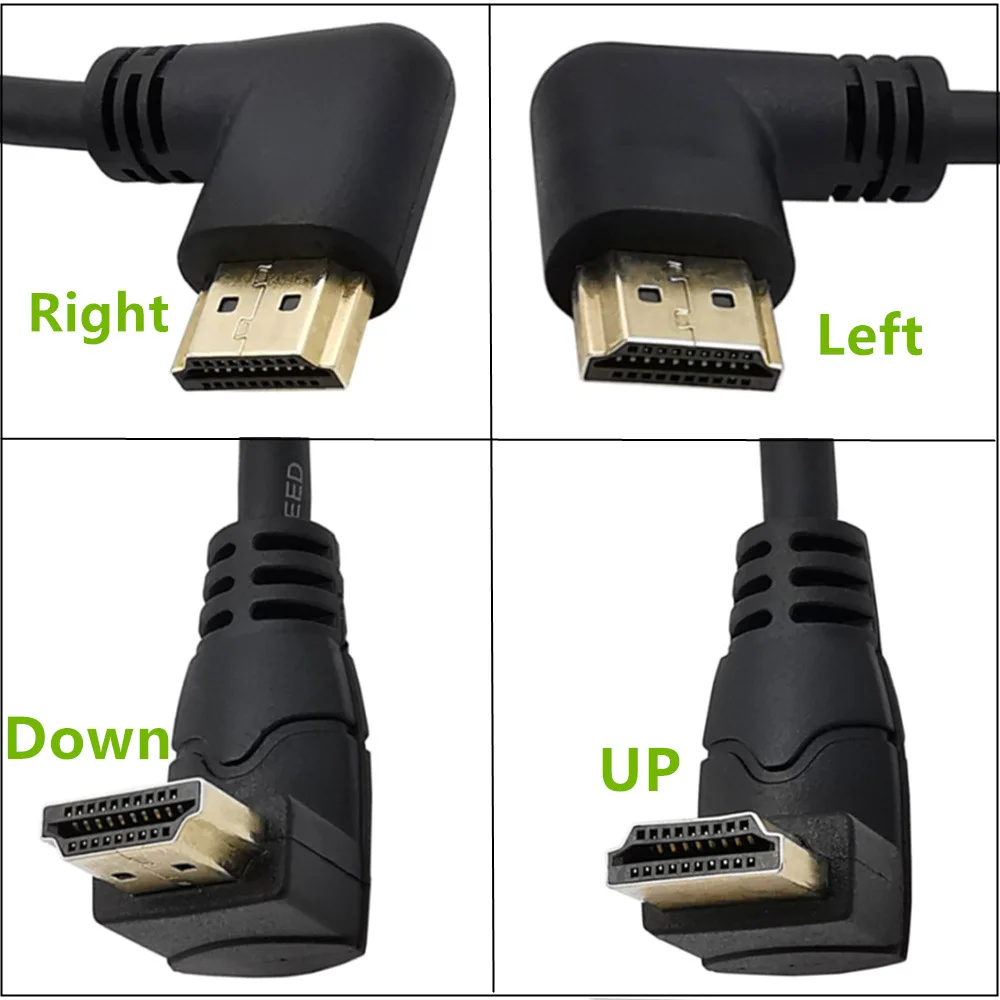 90 درجة اليمين اليسار حتى أسفل بزاوية HDMI-متوافق 2.1 الذكور إلى الإناث كابل 4K 120HZ 8K UHD HDR محول الكابل 15 سنتيمتر 60 سنتيمتر 180 سنتيمتر
