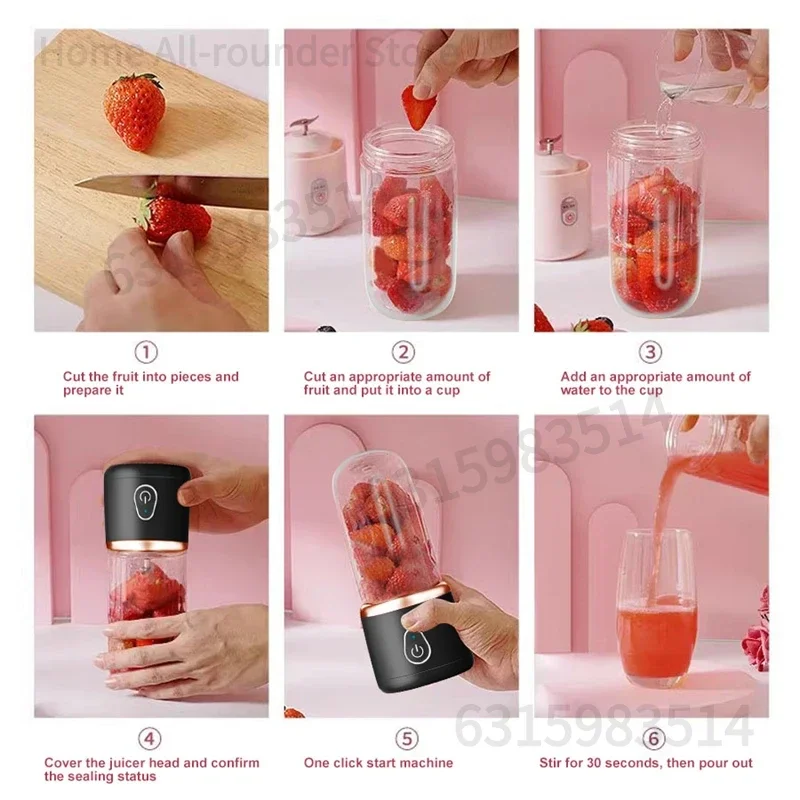 عصارة محمولة للمخفوقات العصائر قابلة للشحن USB 400 مللي عصارة فواكه للسفر كوب مزدوج خلاط فواكه كوب لصنع العصائر