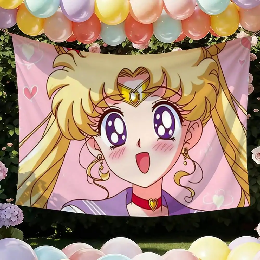 Cartoon S-Sailor M-Moons Flags Wall Hanging Tapestry Outdoor Garage Room Decorative flag Background Blanket