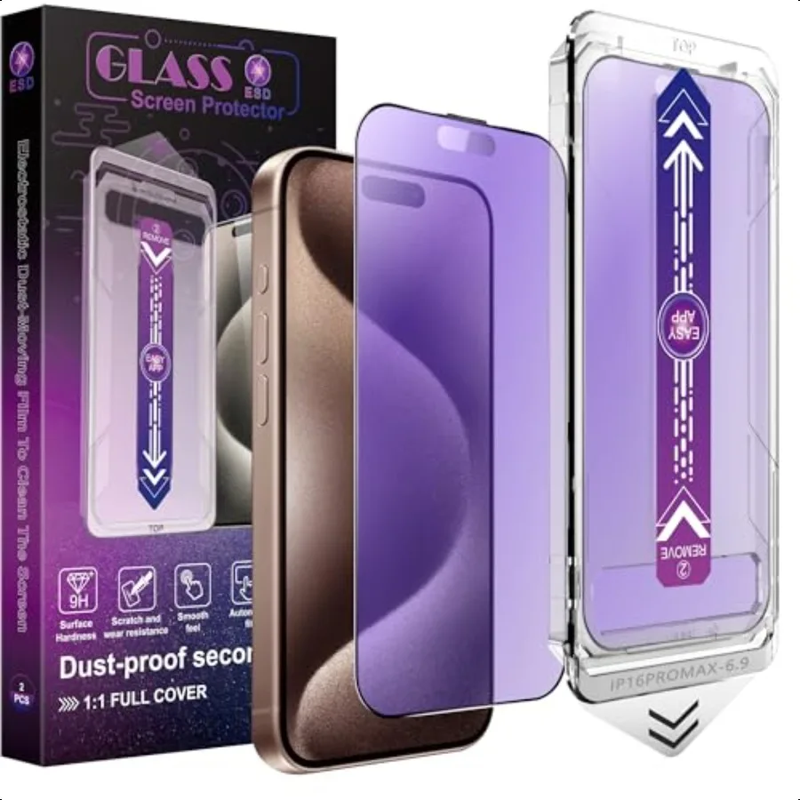 

CHISHA 2Pack Anti Blue Light Matte Screen Protector for iPhone 16 Pro Max 6.9Inch Auto Dust Removal No Bubbles High Definition