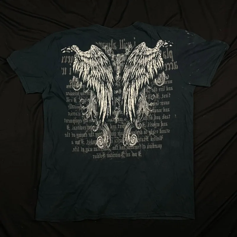 US Hawk Printing Short Sleeve T-shirt Men Street Hip Hop American Retro Front Back Pattern Y2K Summer Sun-Proof Half Sleeve