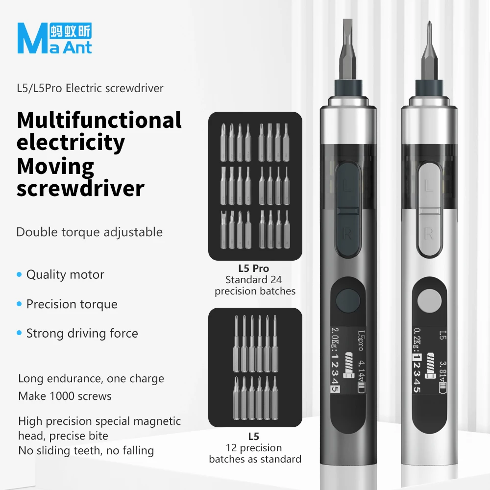 MaAnt L5 Pro Intelligent Electric Screwdriver Suitable For Electric Appliance And Mobile Phone Maintenance Double Torque