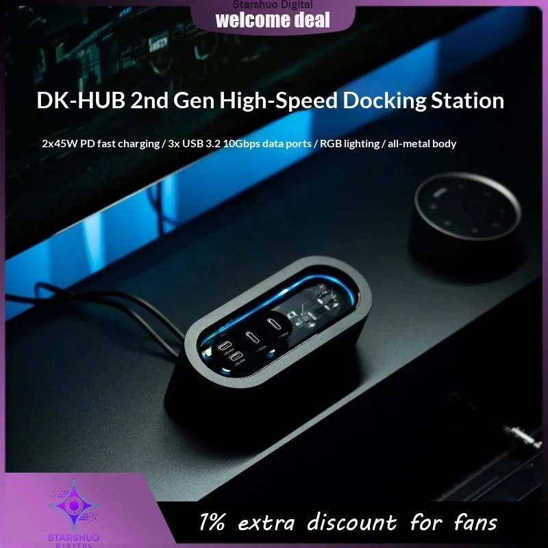 

DECOKEE Высокоскоростная USB-док-станция Настольный встроенный концентратор-концентратор Конвертер-концентратор Алюминиевый сплав Процесс анодирования с ЧПУ Настройка стола