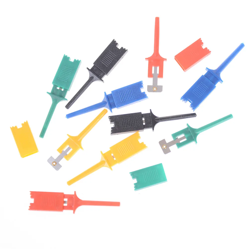 10pcsTest hak SMD IC 6 Colors Clip Grabbers sonda testowa do elektronicznego testowania klip testowy zacisk szczękowy chwytak