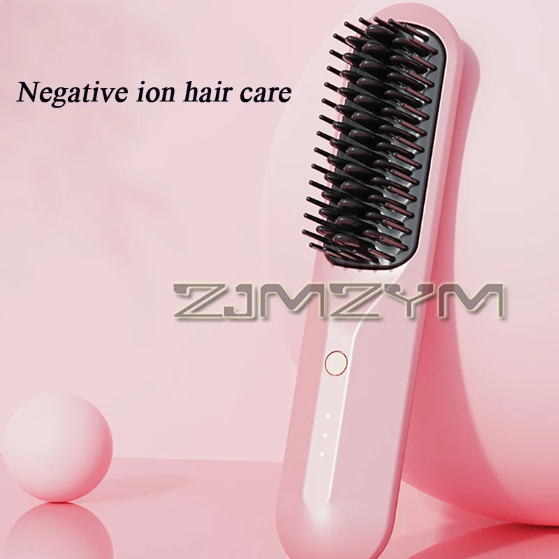 2-in-1 Wireless Rechargeable Straightener Portable Negative Ion Curling And Straightening Comb Hair Styling Appliance