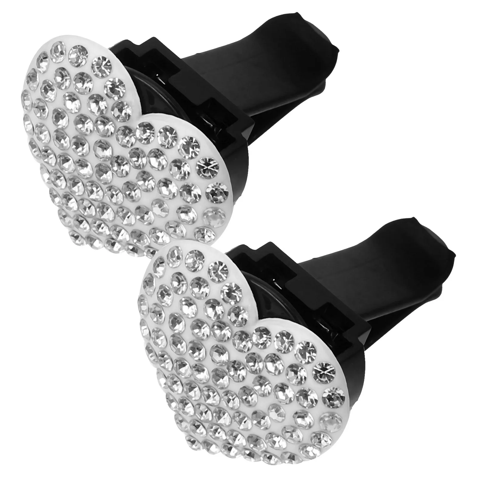 2Pcs Heart Vent Clips Rhinestone Car Air Freshener Clip Cute Auto Accessory Easy Install No Tools Required Interior Decor