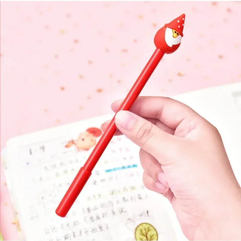 4Pcs Santa Claus Christmas Gel Pen Set Cute Cartoon Black Ink Fine Tip Writing Pens For Students School Office Supplies Gifts
