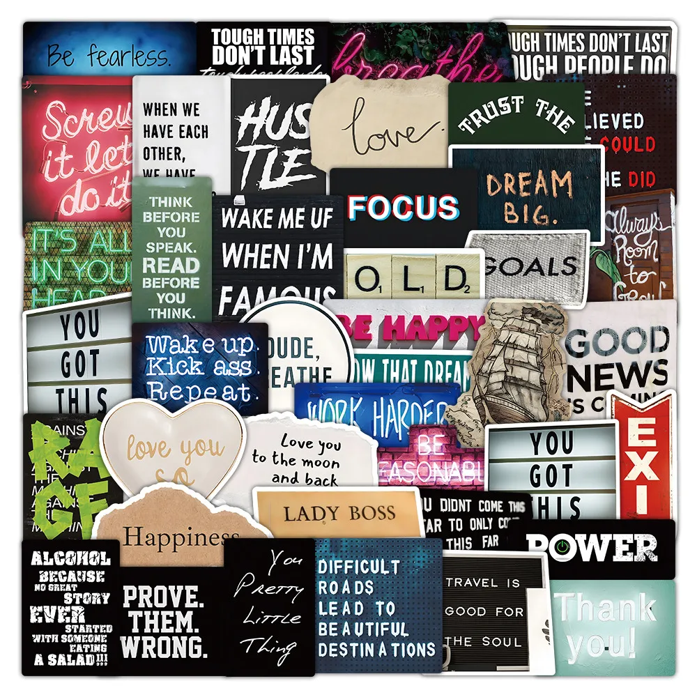 60Pcs Vintage Collage Text Stickers Waterproof DIY Decor for Journal Phone Laptop Peel Joy Sticker Store