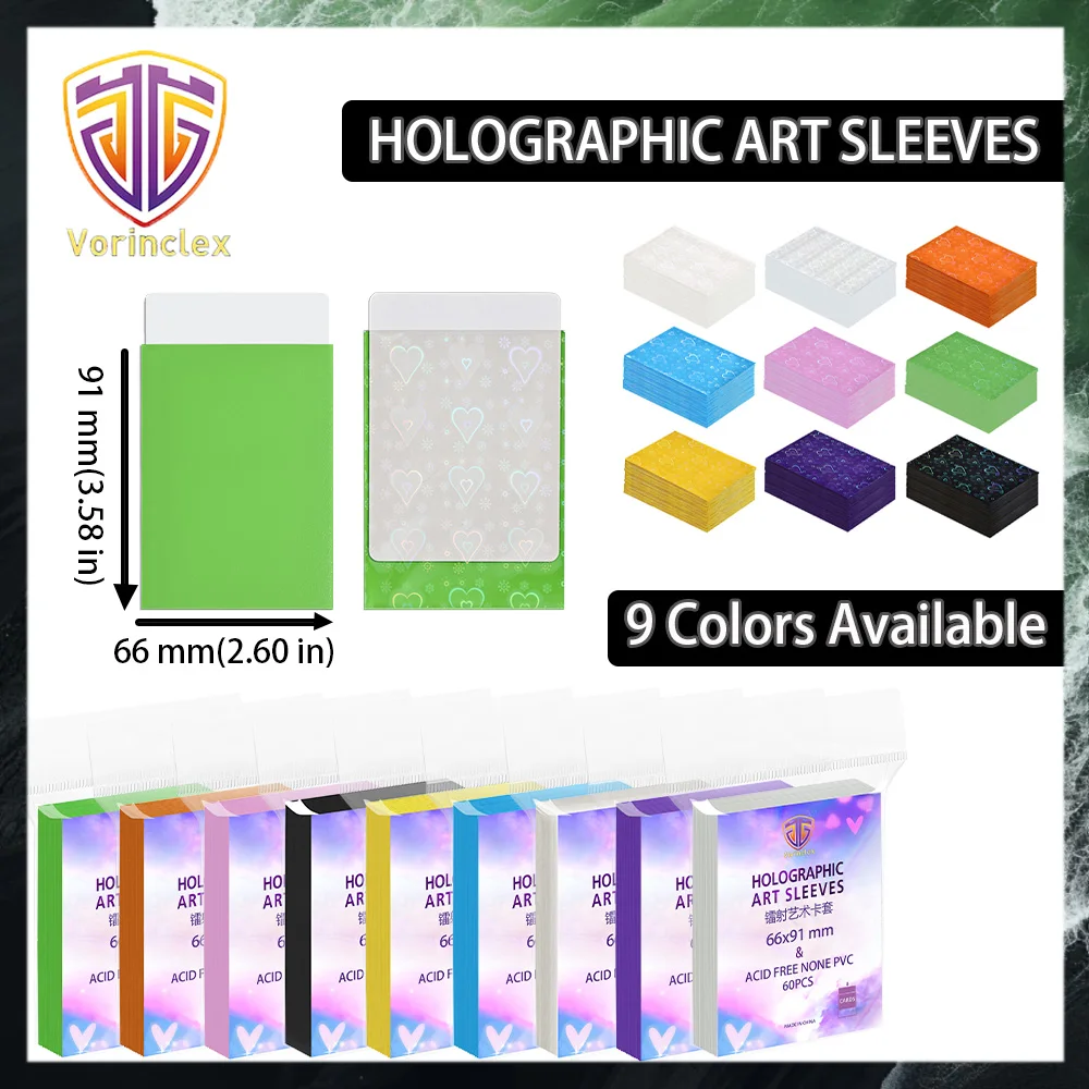 60 Stück 66x91mm Holographische Herzförmige Kartenhüllen Säurefreie PVC-Freie Sammelkarten-Schutzhüllen für TCG MTG in 9 Farben Erhältlich