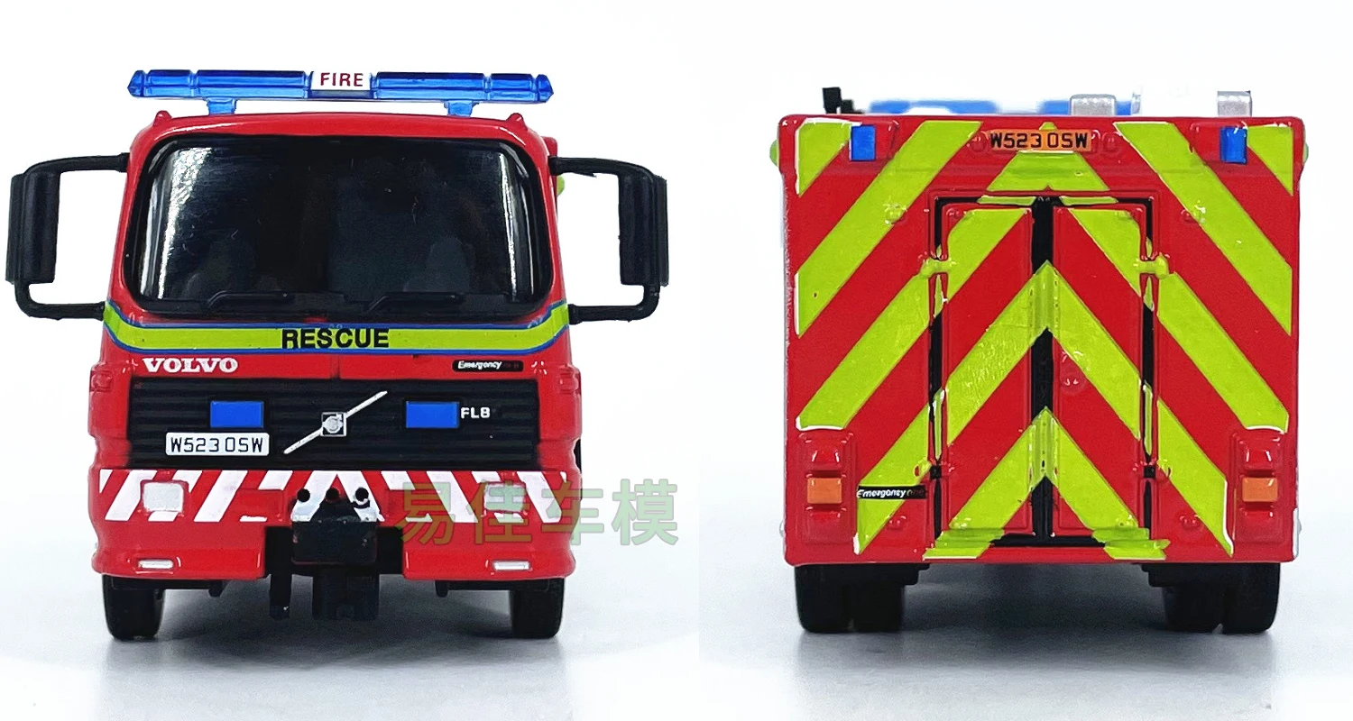 Diecast escala 1:64 reino unido 2000 volvo fl614 motor de bombeiros liga modelo de carro brinquedo colecionável presente lembrança exibição ornamento