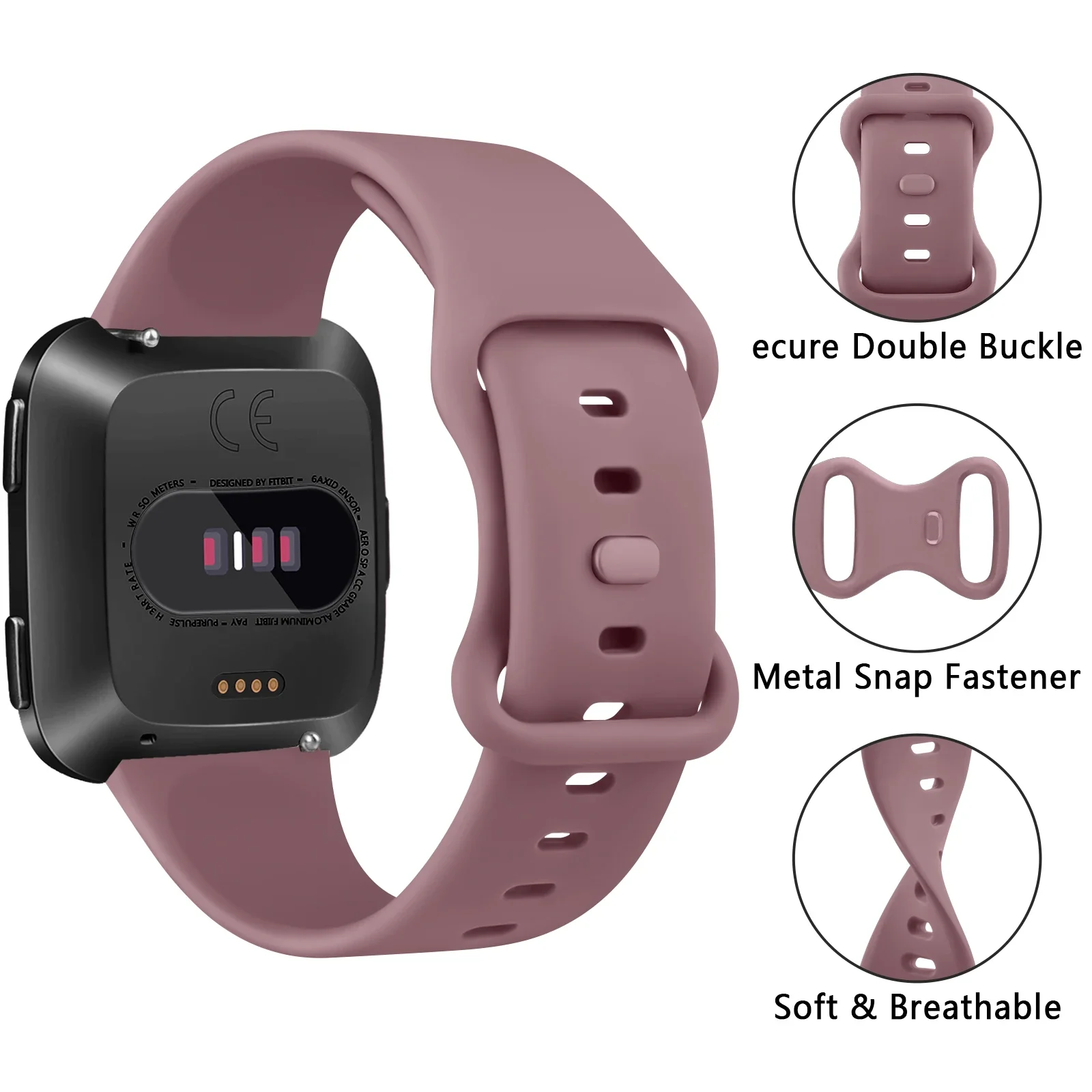 Silicone Watch Strap for Fitbit Versa/Versa 2/Versa Lite Band Soft Adjustable Wristband for Fitbit Versa Smartwatch Watchband