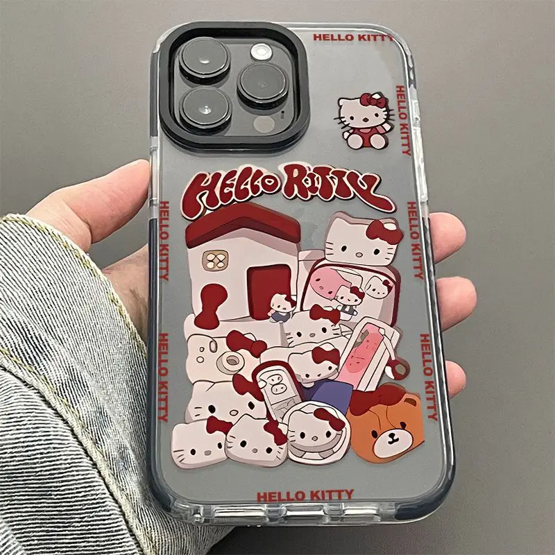 Sanrio Hello Kitty Cartoon Red House Phone Case For iPhone 15 14 13 12 11 Pro Max 78Plus XR XS MAX MINI Y2K Girl Cute Back Cover