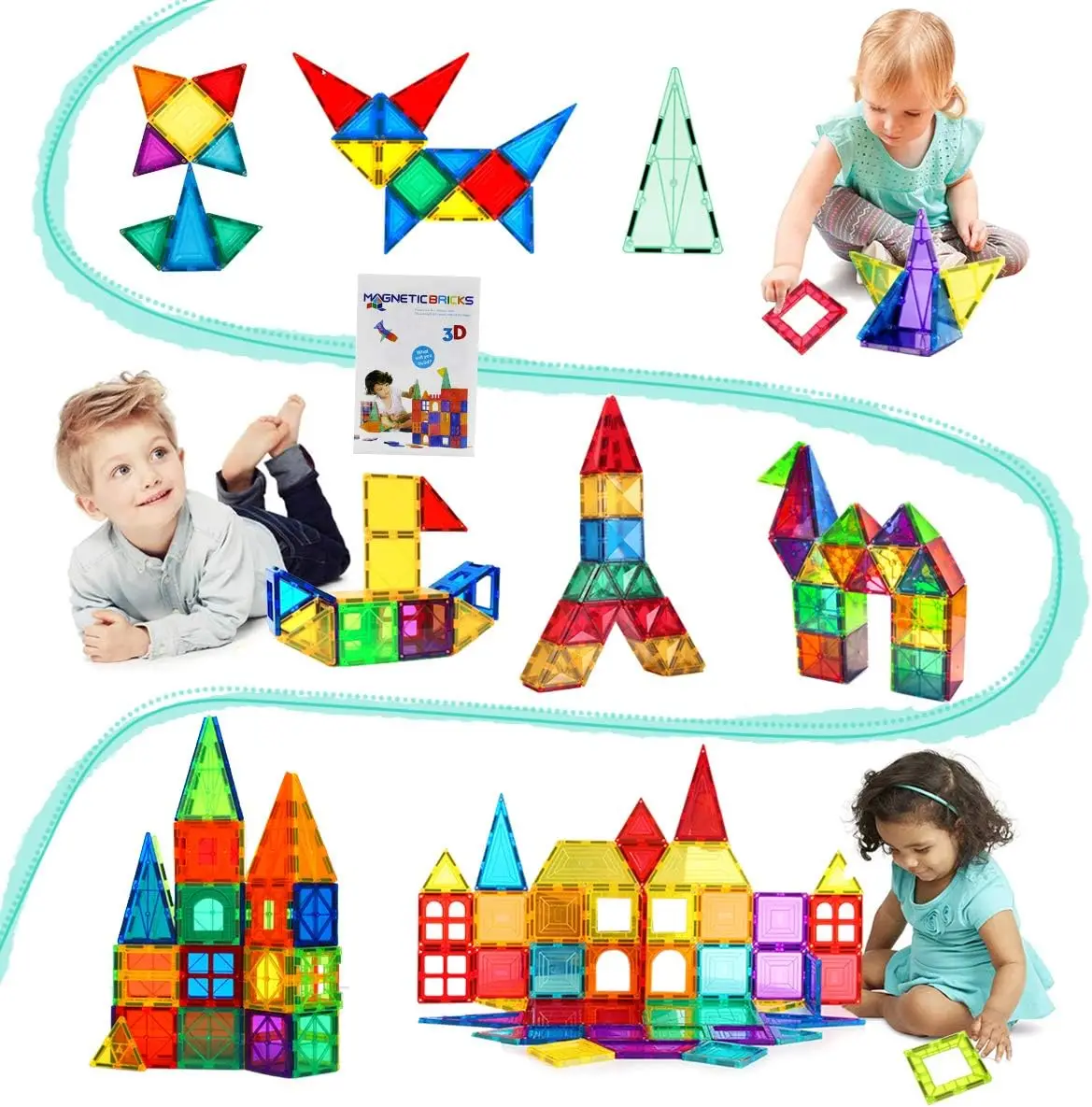 Piastrelle magnetiche Set da costruzione modello e giocattolo da costruzione blocchi magnetici fai da te piastrelle giocattoli educativi Montessori regalo per bambini