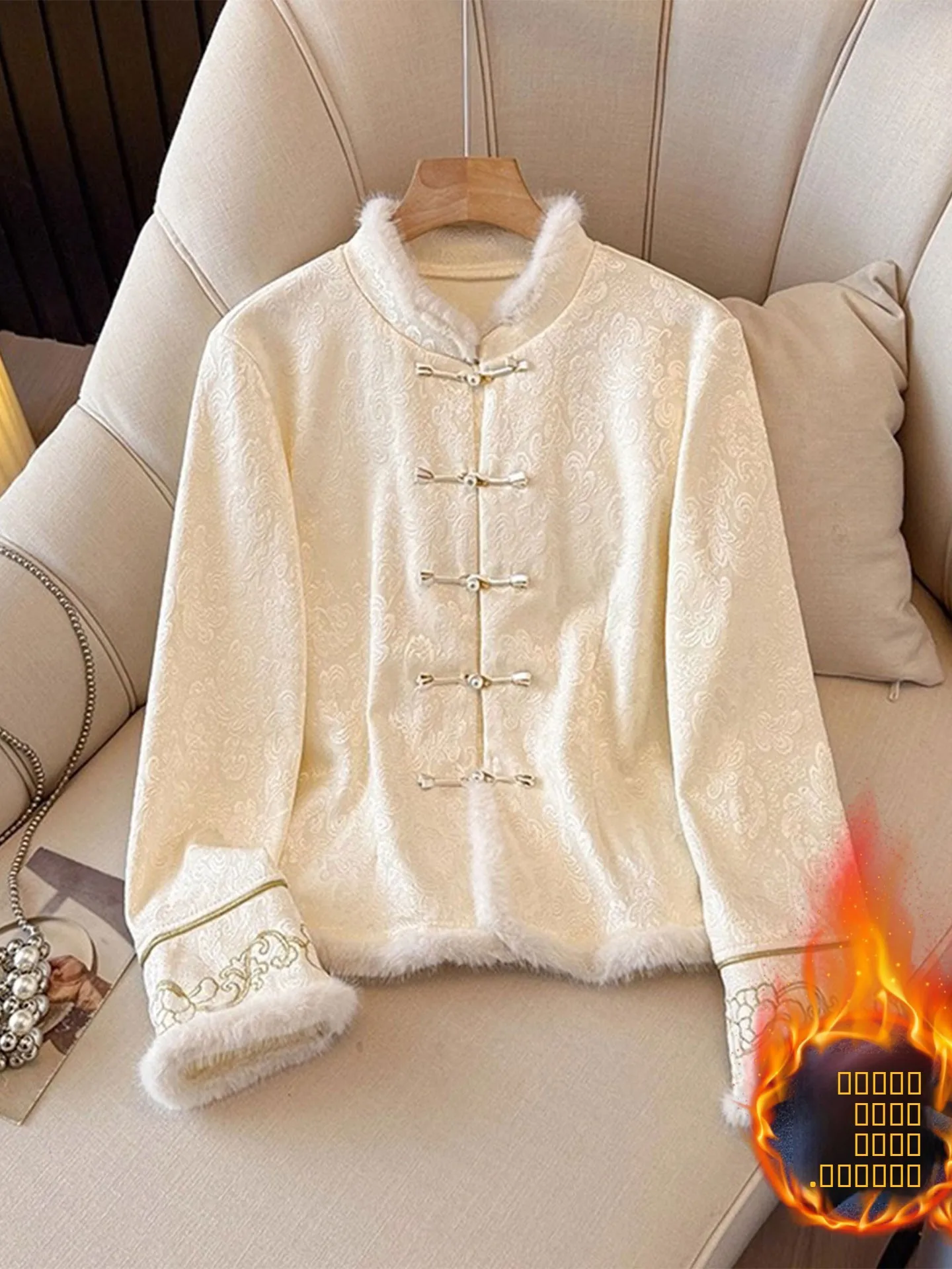 

New Chinese Sle Women's Long Sve Fce Lined irt Button up Base Layer Top plus Size Autumn Winter Warm Clothing