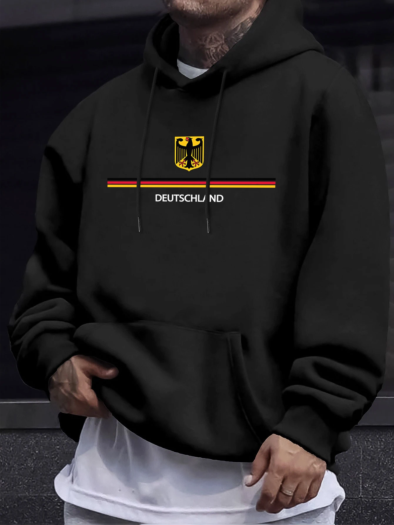 Deutschland Letter Creative Print Unisex Sportswears Warm Fleece Sweatshirt Autumn Sports Clothes Casual Comfortable Hoodie Man