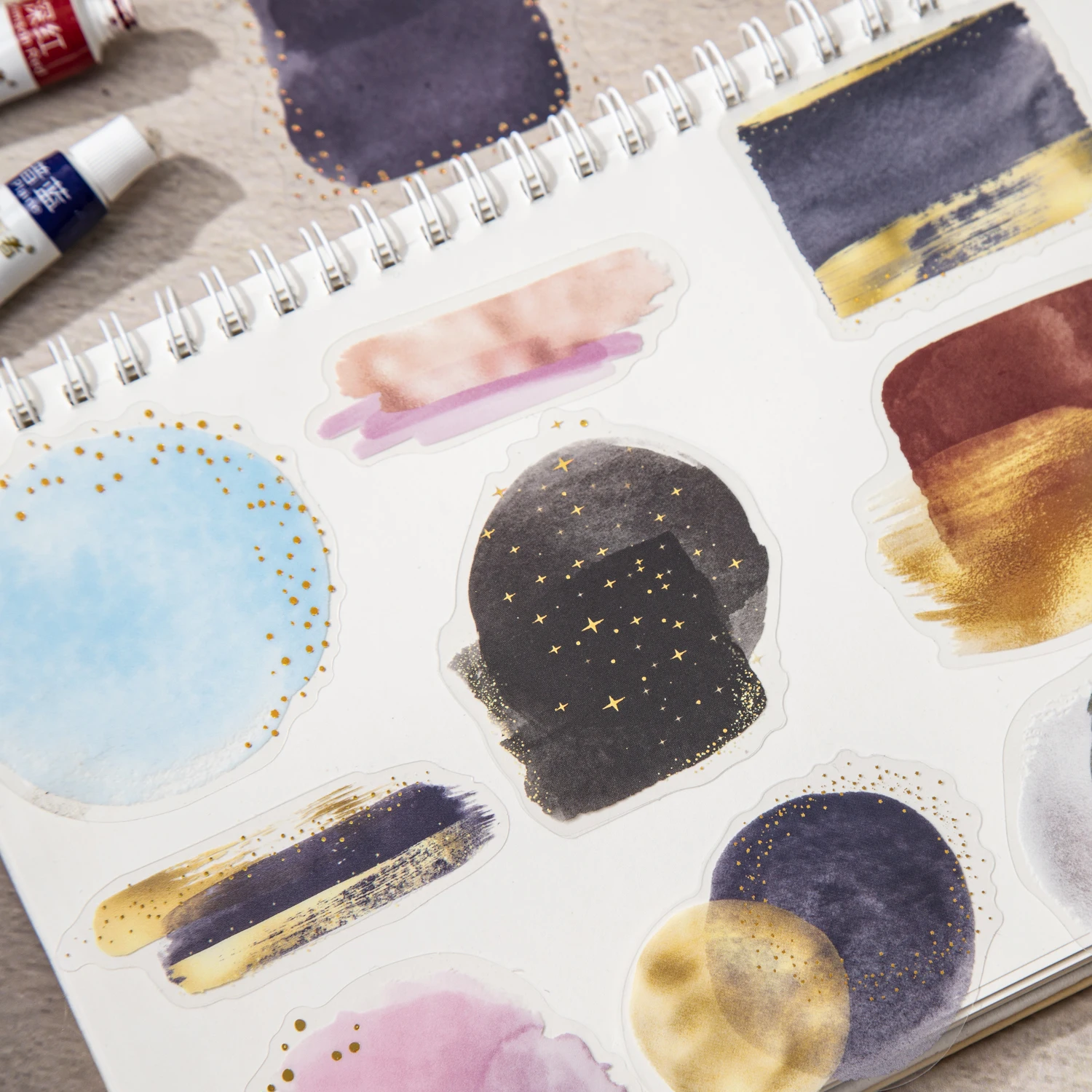 

Мечта и очарование, красочная серия, винтажная акварельная размазка, пейзаж, наклейка для домашних животных, креативный материал для журнала «сделай сам», канцелярские принадлежности для коллажа