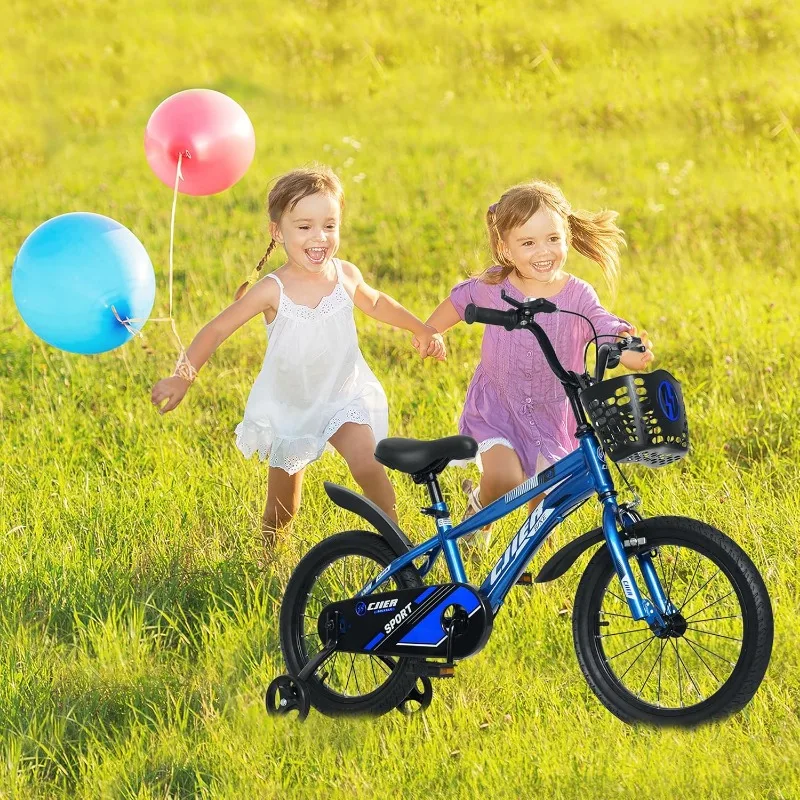 Kids Bike, 14 16 20 Inch Kids' Bicycles with Training Wheels/Kickstand Boys Sports Bicycle Easy Assembly, Multiple Color Option