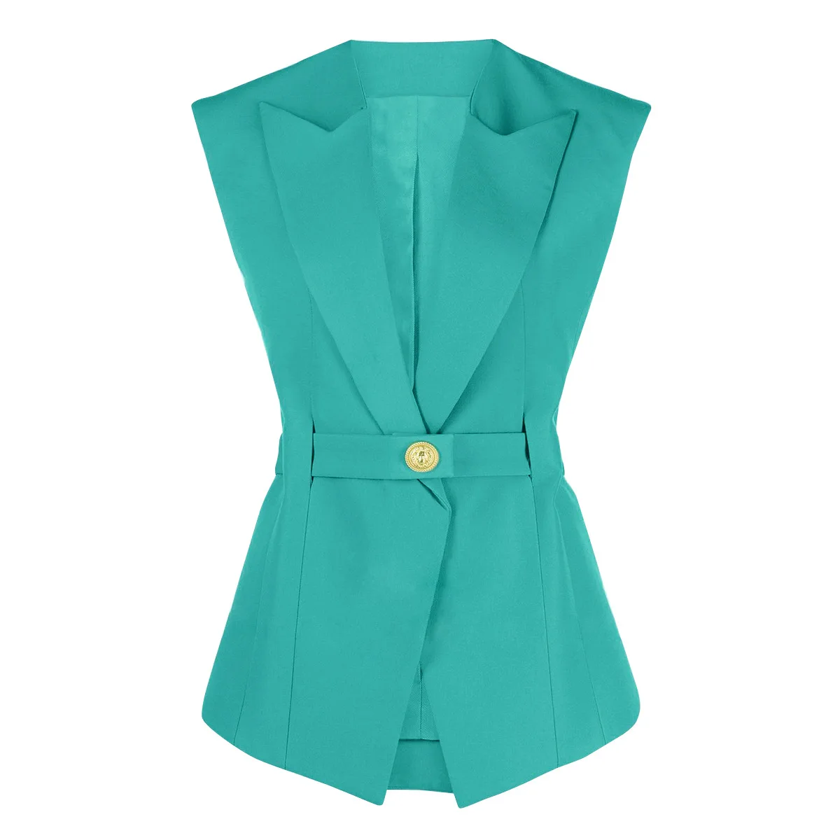 

Fashion Women Blazer Vest With Belt 2023 Summer New in Blue Black Khaki Sleeveless Single Button Slim Fit Chic Office Lady Coat