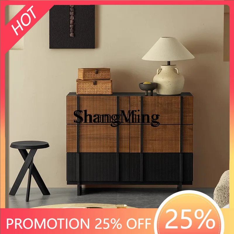 

SM new medieval solid wood six buckets storage dining side cabinet retro living room bedroom storage