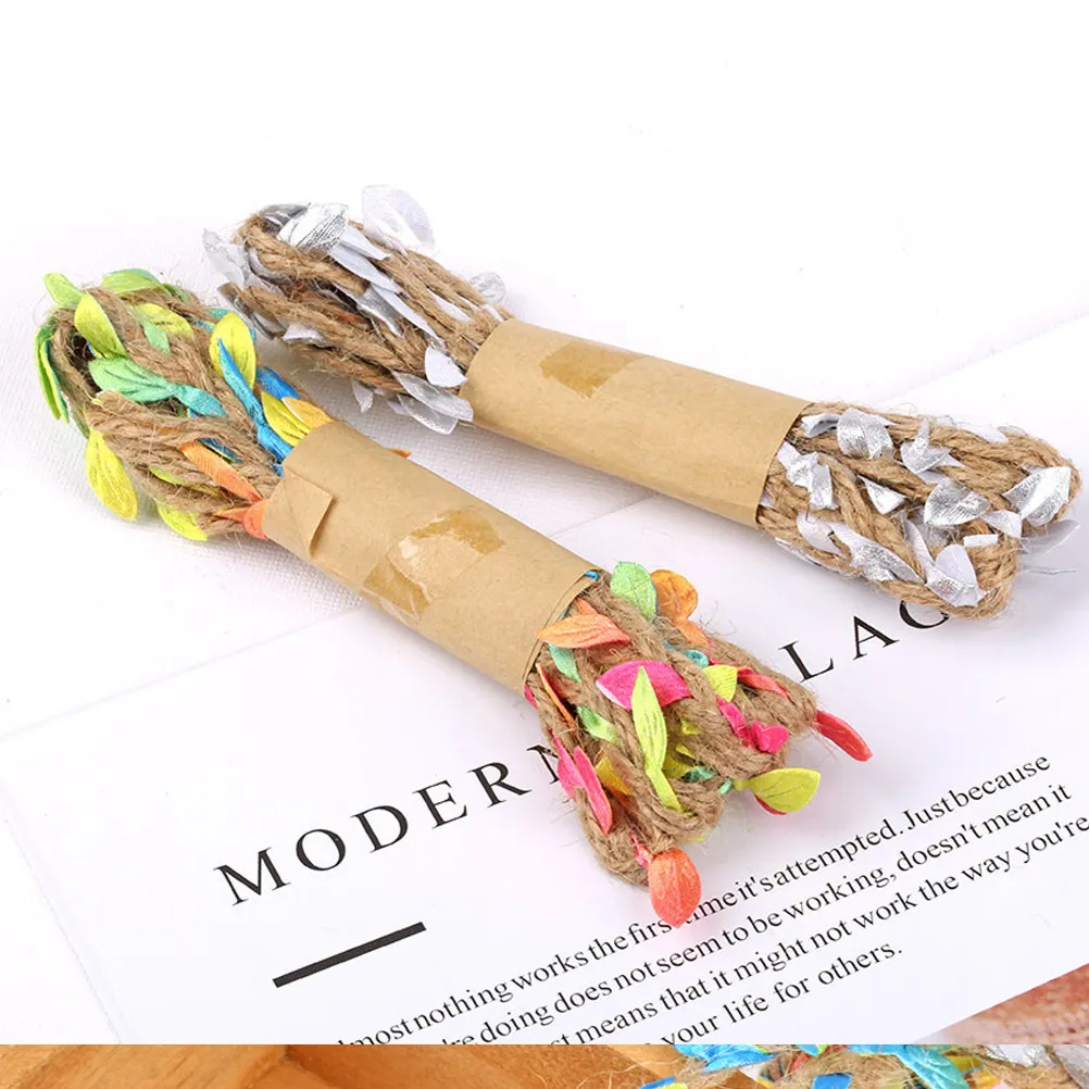 Colorful Simulation Leaves Decor Rope – 2 Rolls, 2m Each, Cuttable DIY Craft for Gift Boxes, Party Favors & Home Decor