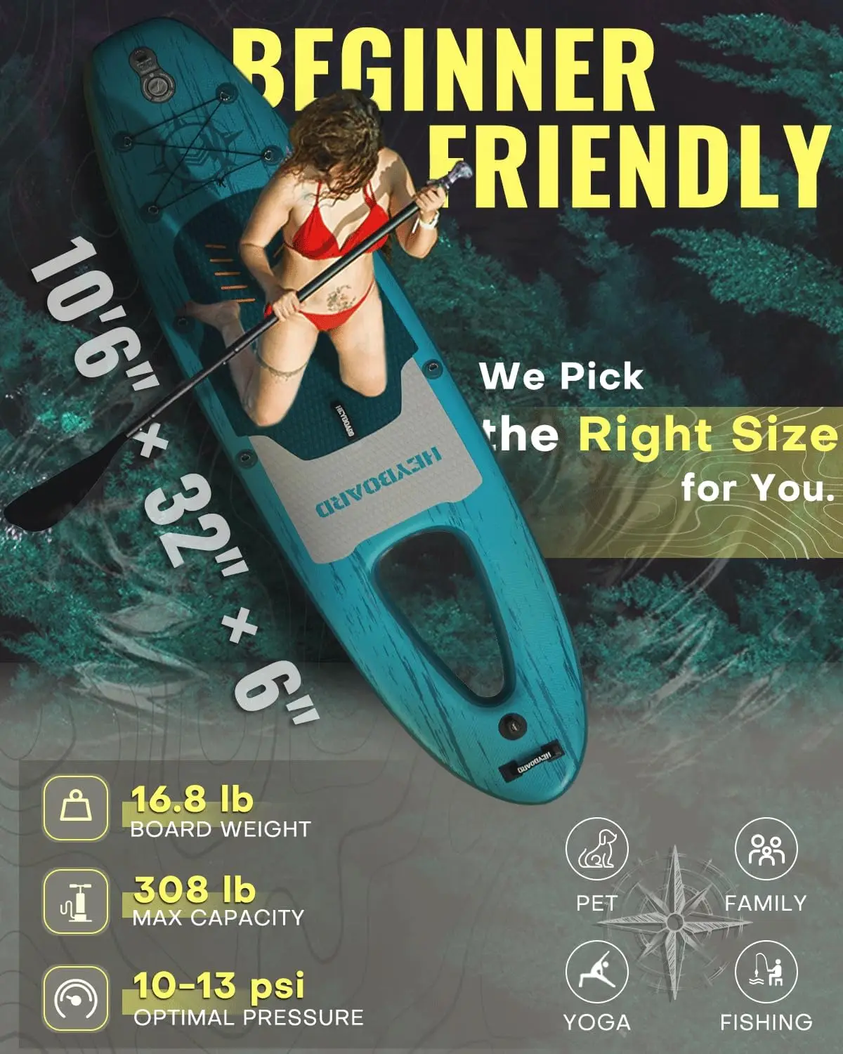 Inflatable Stand Up Paddle Board 10'6"×32"×6"  with Premium SUP Accessories & Backpack, Non-Slip Dec