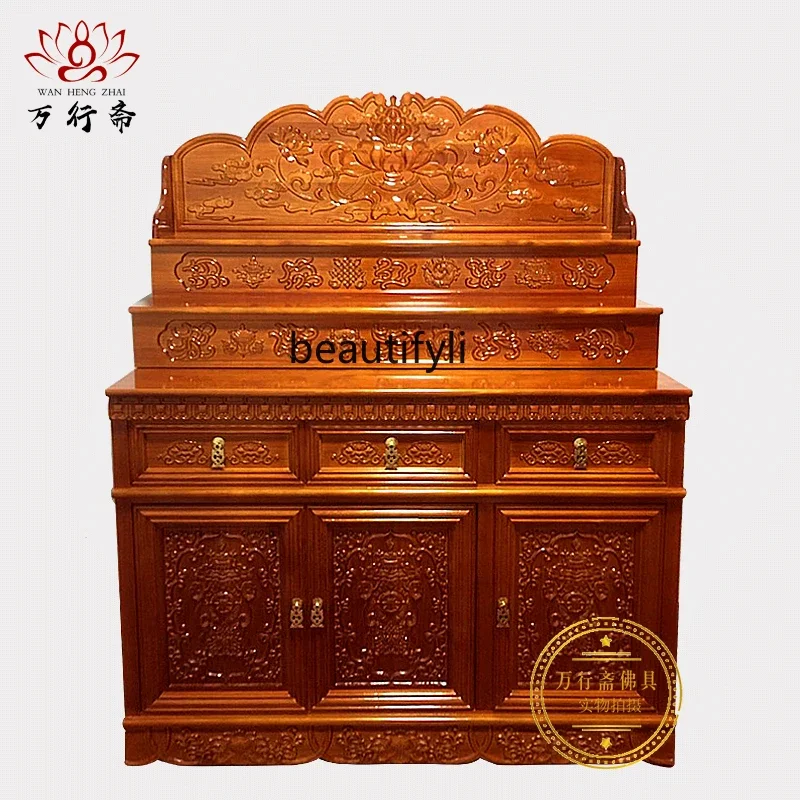 Solid Wood Altar Buddha Niche Clothes Closet Altar Home Worship Table Altar Tibetan Style