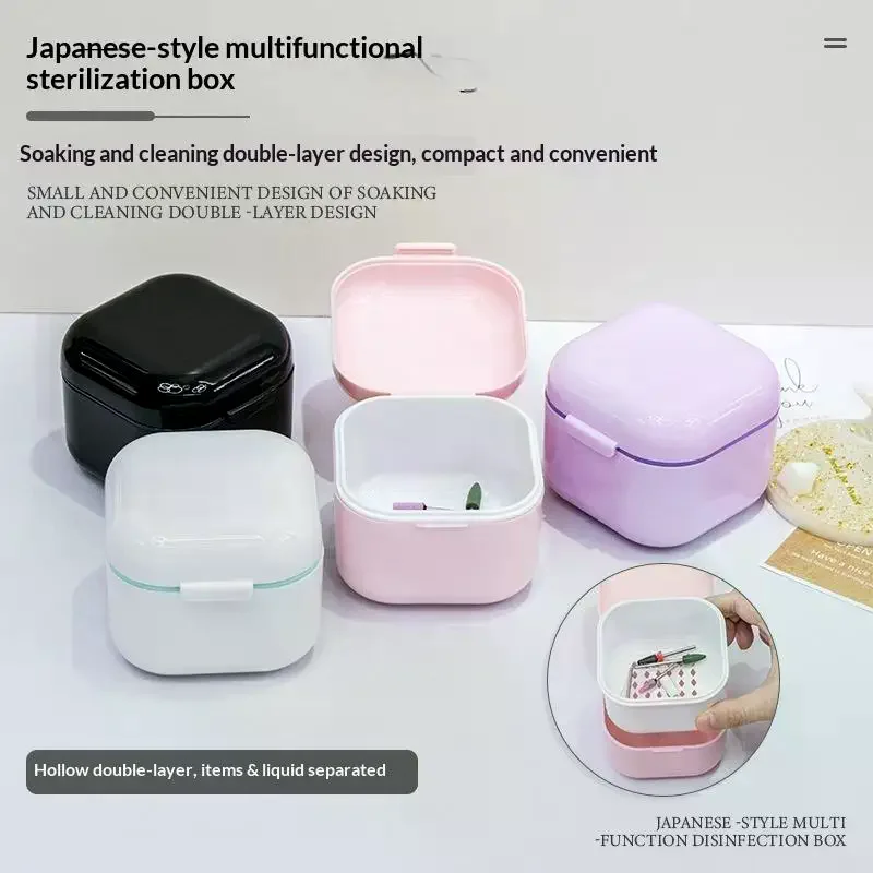 Multifunctional Disinfection Box Double Layer Design Soaking Feature For Nail Art Tools Jewelry Small Items
