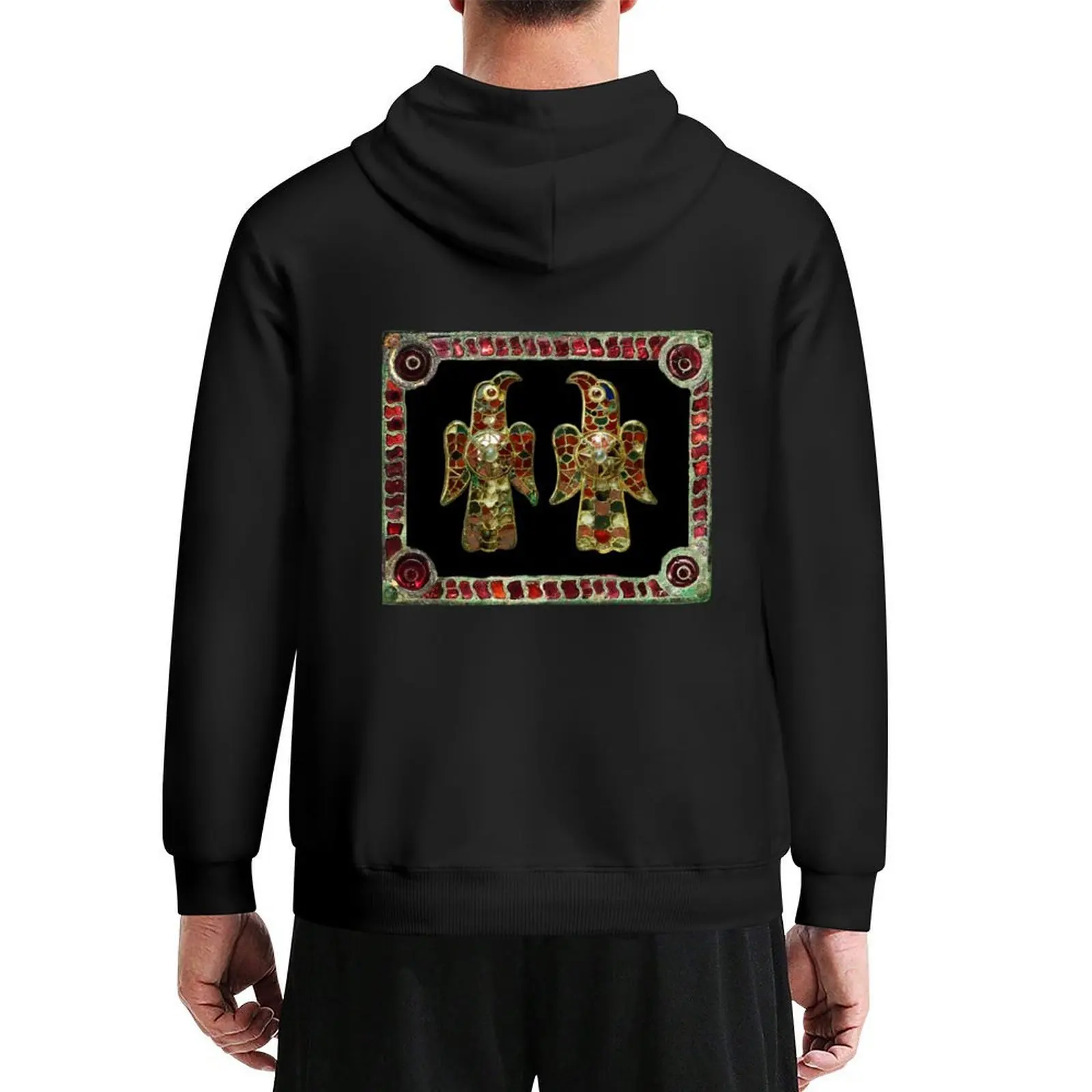 

VISIGOTIC EAGLES IN RED GARNET SQUARE Antique Fibula with Gemstones Hoodie clothes for men men's coat new in hoodies and blouses