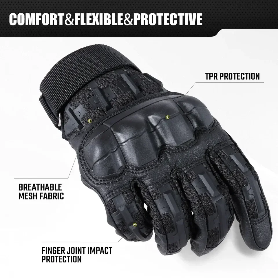 

Outdoor Tactical Gloves Touch Screen PU Leather Sport Hunting Hiking Combat Airsoft Shooting Cycling Hard Shell Non-slip2026