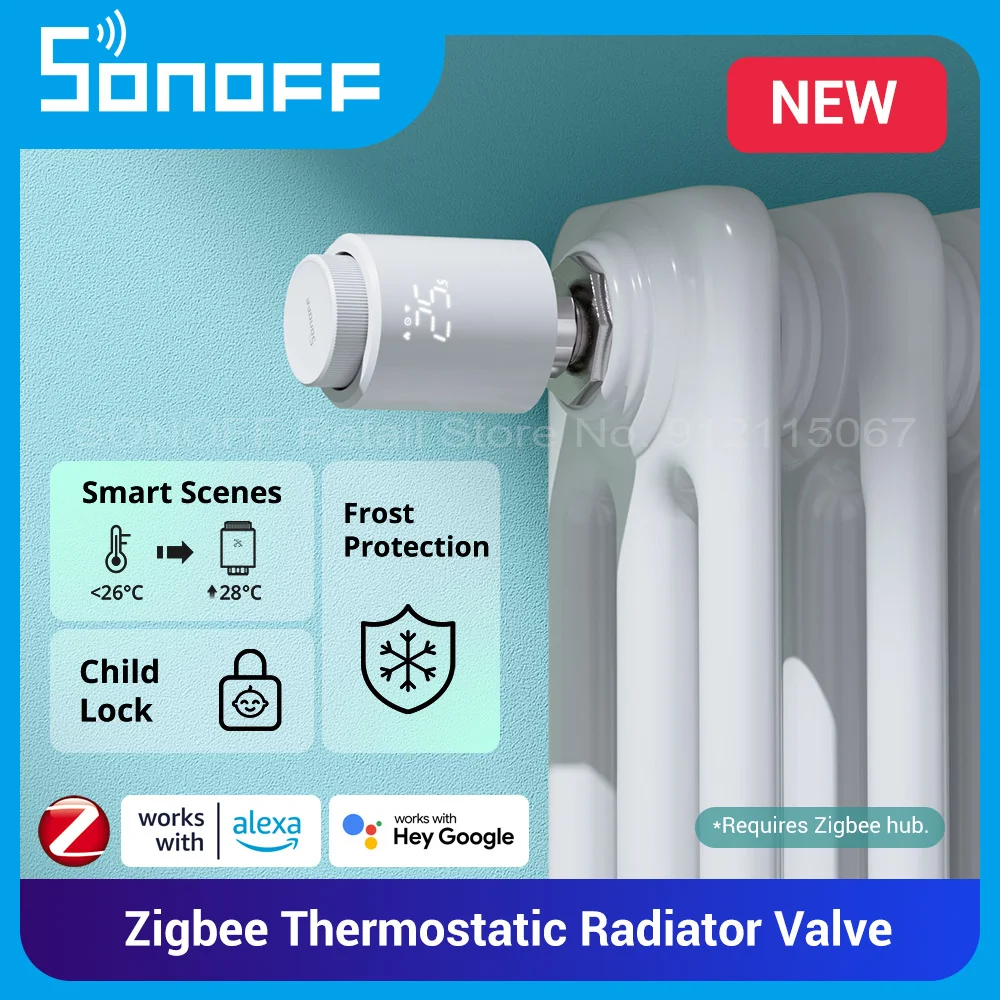 

SONOFF Zigbee Thermostatic Radiator Valve TRVZB Smart Control Child Lock Frost Protection for Smart Home Work with Alexa Google