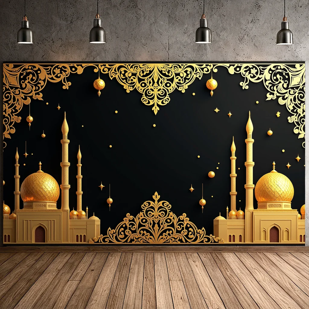 Ramadan Eid Mubarak Decoration Prayer Backdrop Curtains Wall Hanging Decor Indoor Outdoor Banner Ramadan Room Background