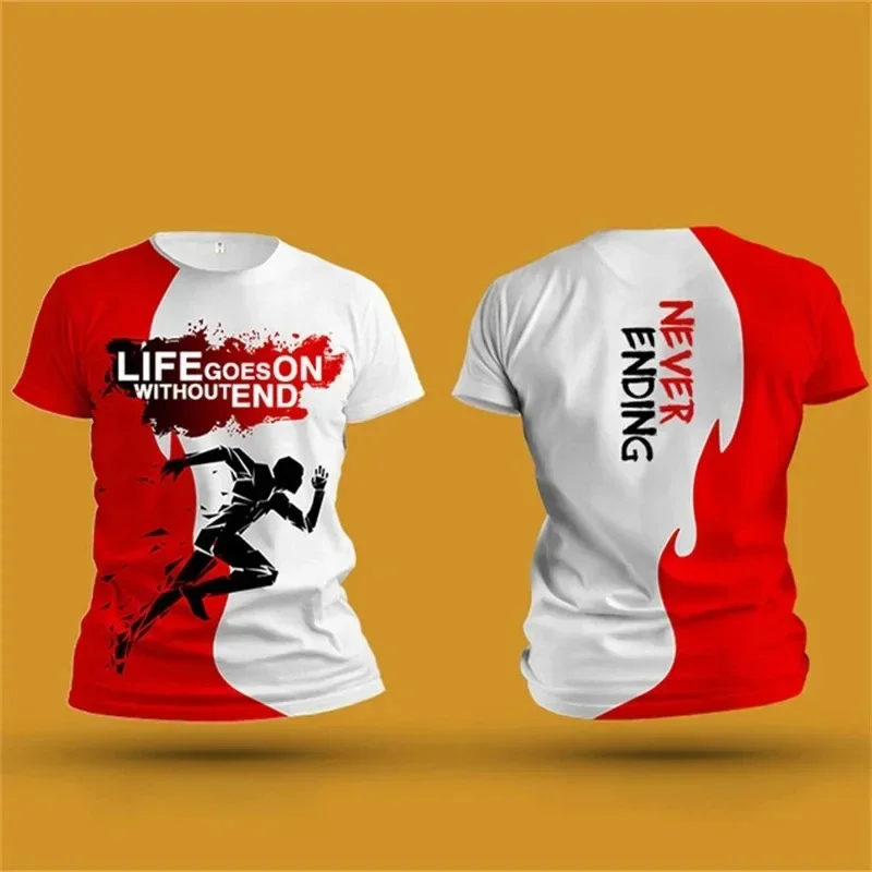 Herren T-Shirt Outdoor Fitness Lauf Sport T-Shirts Sommer Neu Lässige Damen Kurzarm-Tops Mode 3D Farbverlauf Harajuku Tops