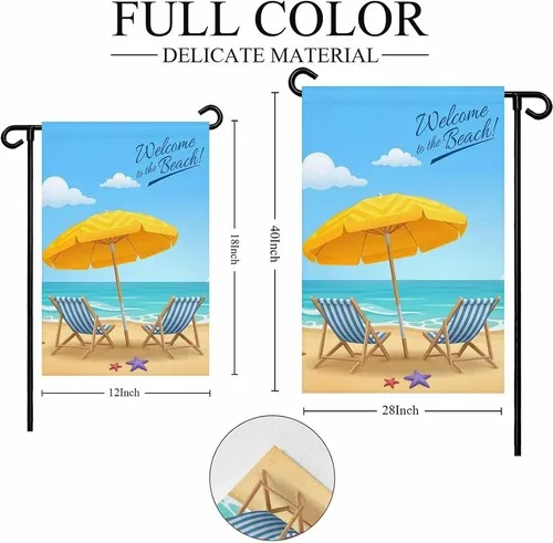 Ocean Beach Blue Sky Loungers Garden Flags Double Sided Welcome, 12x18 Inch XXQ