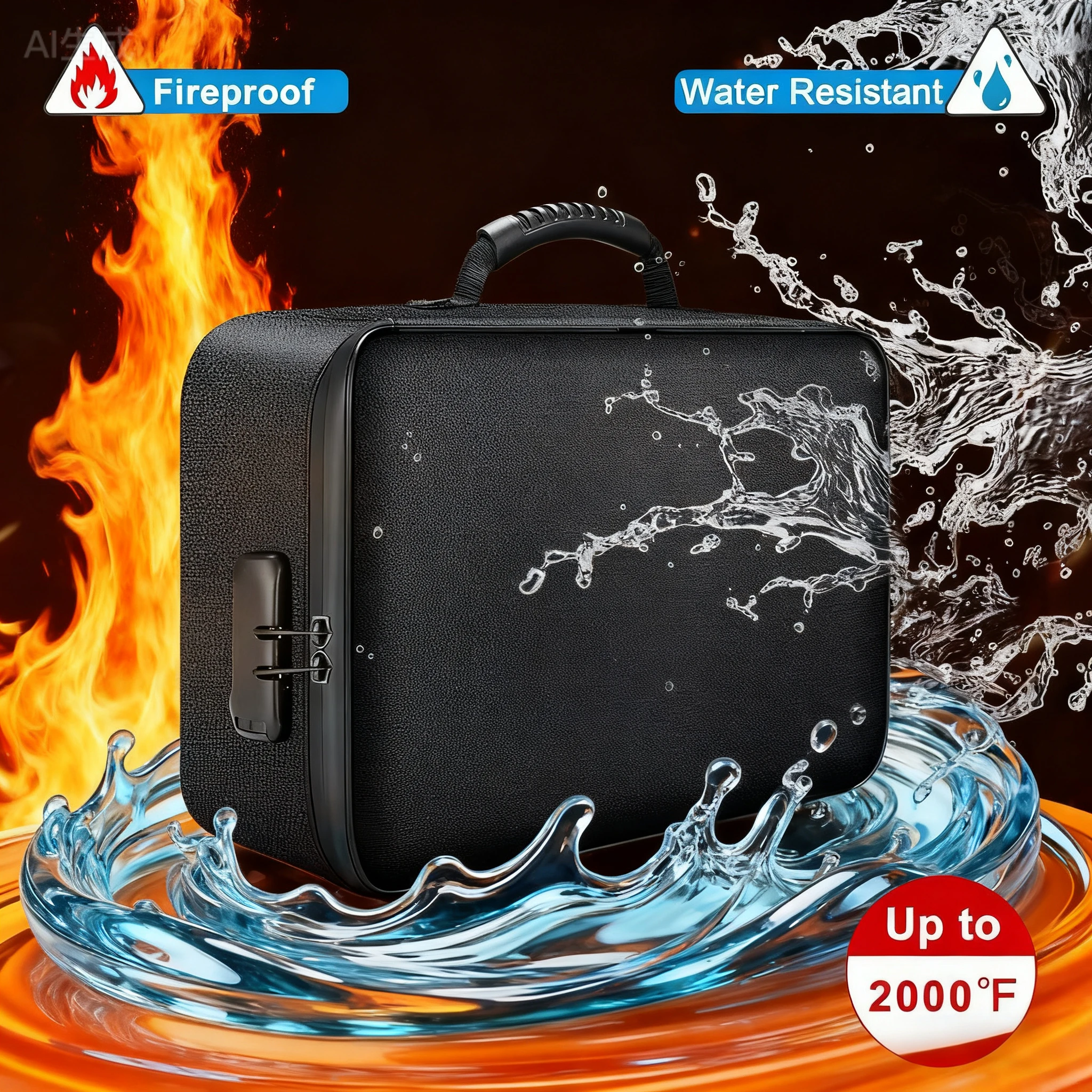 

Fireproof Document Box Fireproof Document Bag with Lock 3-Layer Fire Proof Waterproof Safe Bag for File Passport Certificates XL