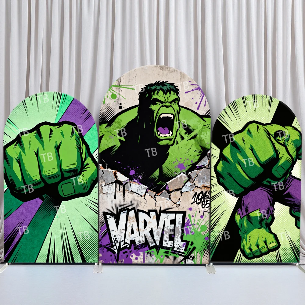 

Marvel Hulk Arch Backdrop Cover Comic Style Graffiti Splash Crash Effect Theme Party Photo Booth Props for Events Decorations
