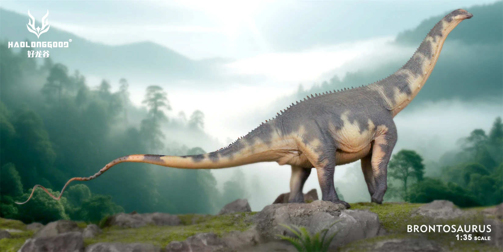 HAOLONGGOOD Scala 1:35 Brontosauro Modello Dinosauro Animale Figura Scena Decorazione Regalo di Compleanno Collezione Statua Giocattoli