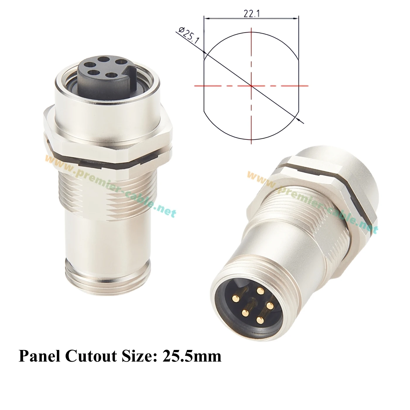 Mini-Change 7/8" 5 Pin Maschio a Femmina Paratia Alimentazione-thru Connettore IP67 Scudo Minifast Wall Pass Through Presa per montaggio a pannello