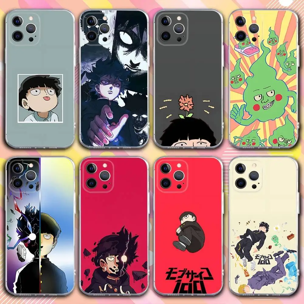 حافظة هاتف M-Mob Anime Psycho 100 لهواتف iPhone 17,16,15,14,13,12,11 Pro,Max,Plus,X,XS,XR,SE4,E غطاء ناعم شفاف صغير