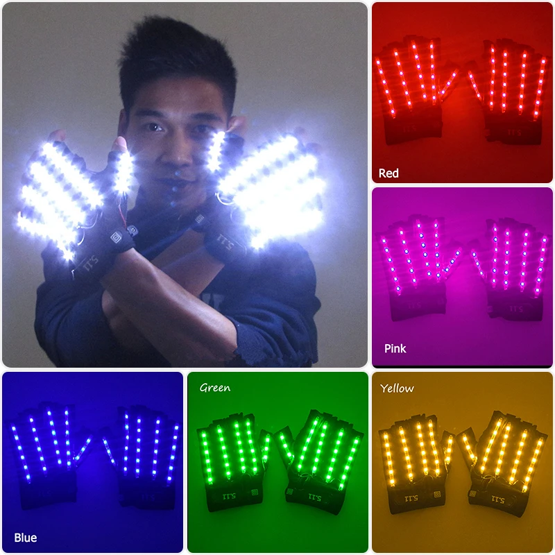 Cool Costumes Accessory LED Gloves & Mittens Performance Supplies Glowing Flashing  Neon Light Gloves