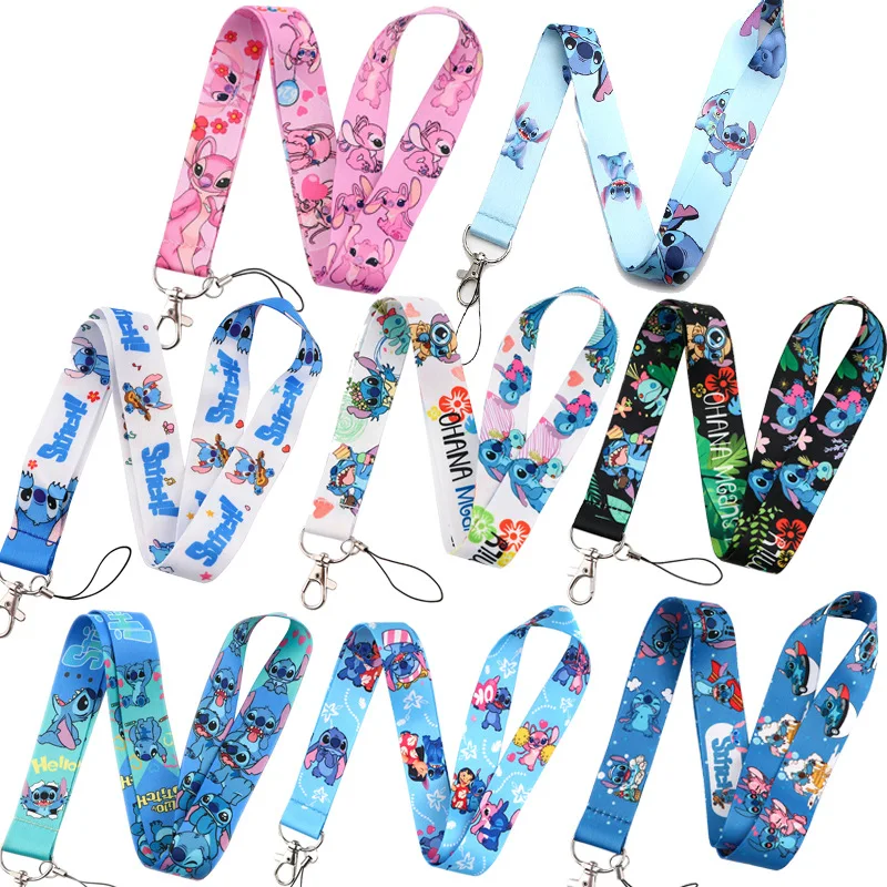 

Stitch lanyard Neck Keychain Necklace Webbings Ribbons Anime Cartoon Neck Strap Lanyard ID badge Holder Keychain Lanyards